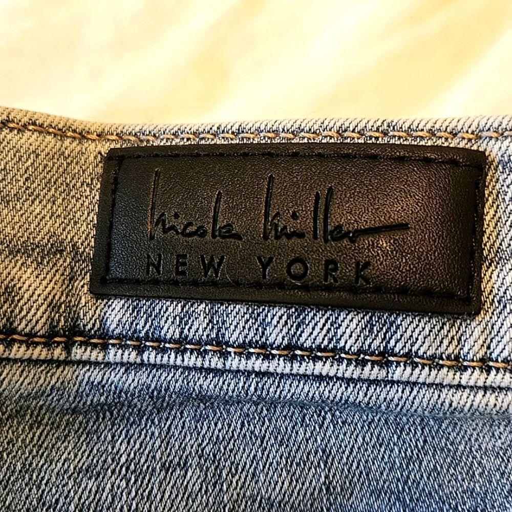 Nicole Miller Jeans Sz 14 Womens Nomad Patches High Rise Bell Bottom Faded Denim - Picture 5 of 16